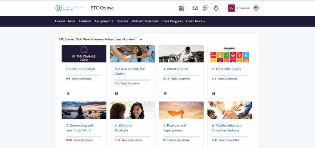 Be The Change Homepage